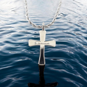 Cross Jesus Rhodium Silver Metal Finish Necklace Steel Rope Chain Necklace