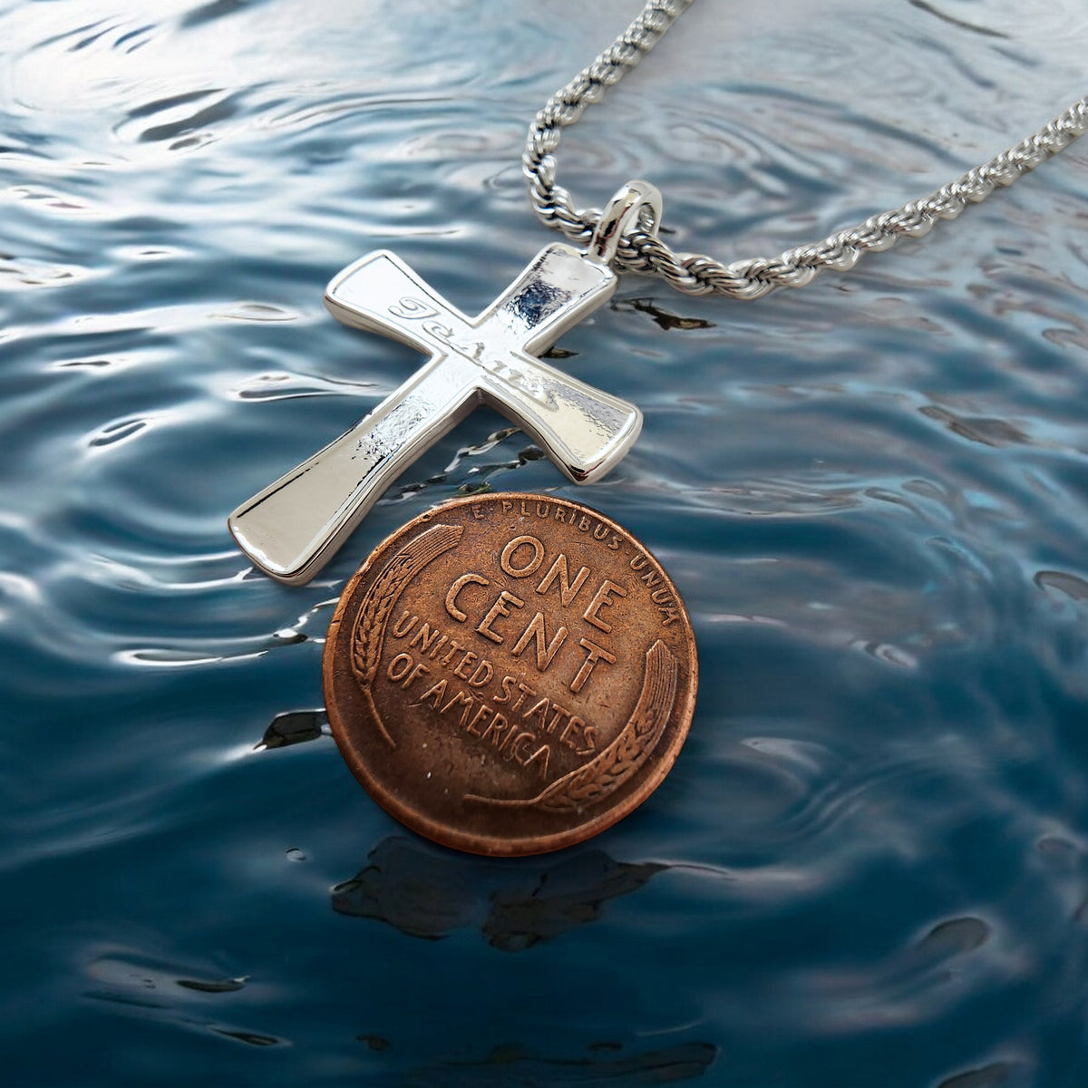 Jesus Rope Silver Chain Cross Jesus Rhodium Silver Metal Finish Necklace Steel Rope Chain Neck ...