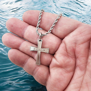 Cross Jesus Rhodium Silver Metal Finish Necklace Steel Rope Chain Necklace