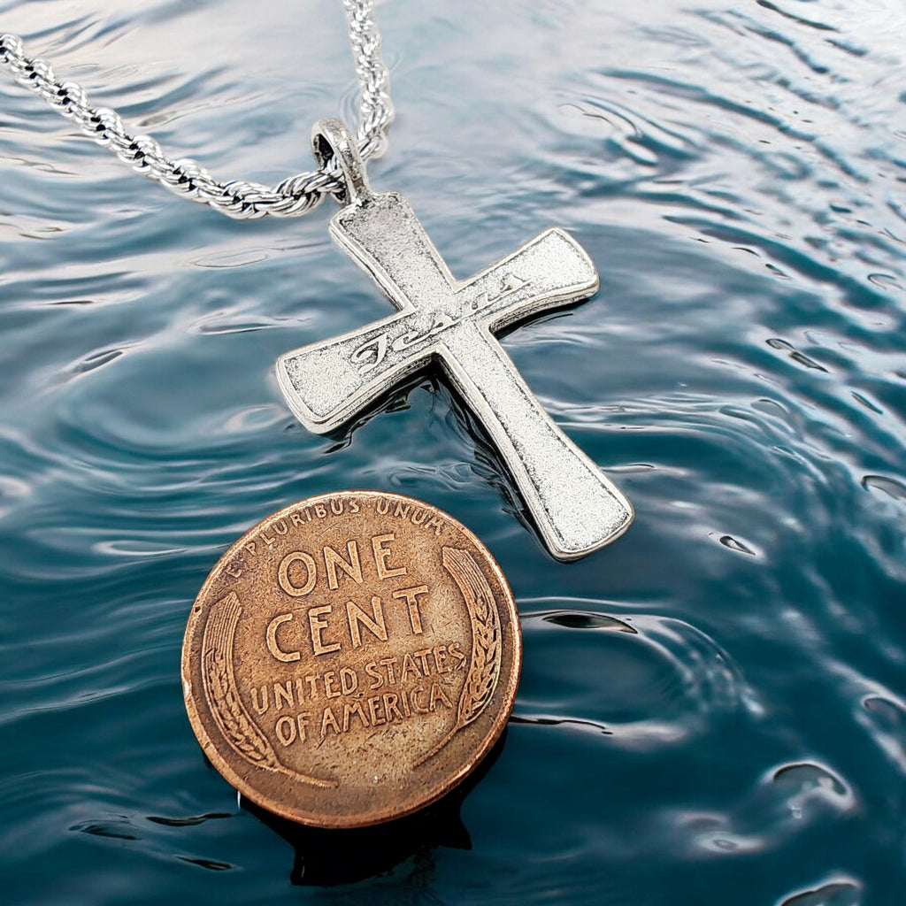 Jesus Rope Silver Chain Cross Jesus Antique Silver Finish Rope Chain Necklace – Forgiven Jewelry
