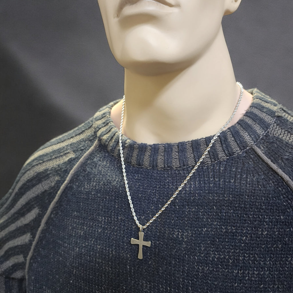 Cross Forgiven Antique Silver Metal Finish Rope Chain Necklace