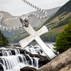 Cross Forgiven Stainless Steel Finish Ball Chain Necklace