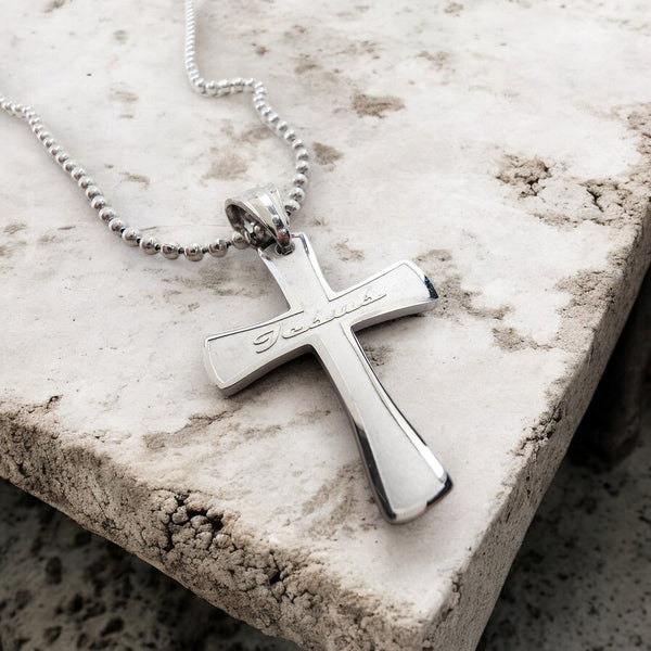 Cross Jesus Stainless Steel Necklace Ball Chain