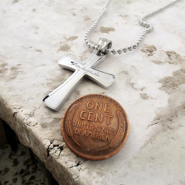 Cross Jesus Stainless Steel Necklace Ball Chain