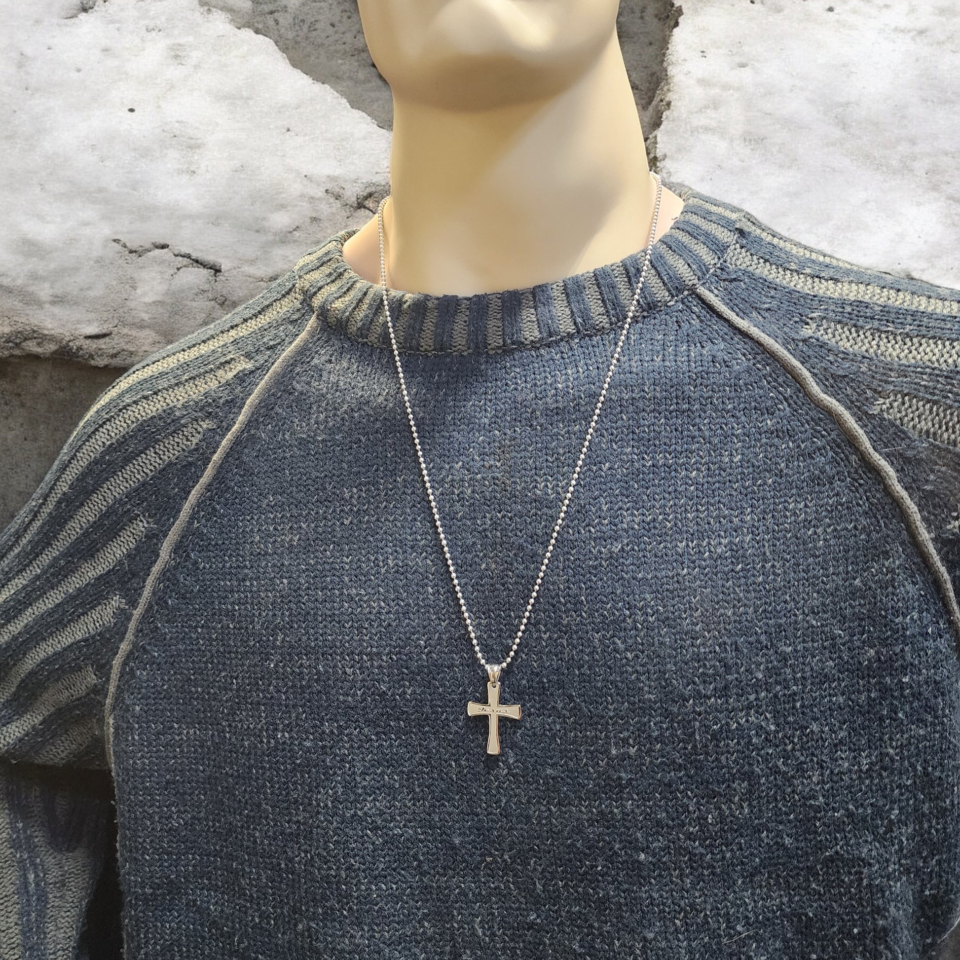 Cross Jesus Stainless Steel Necklace Ball Chain