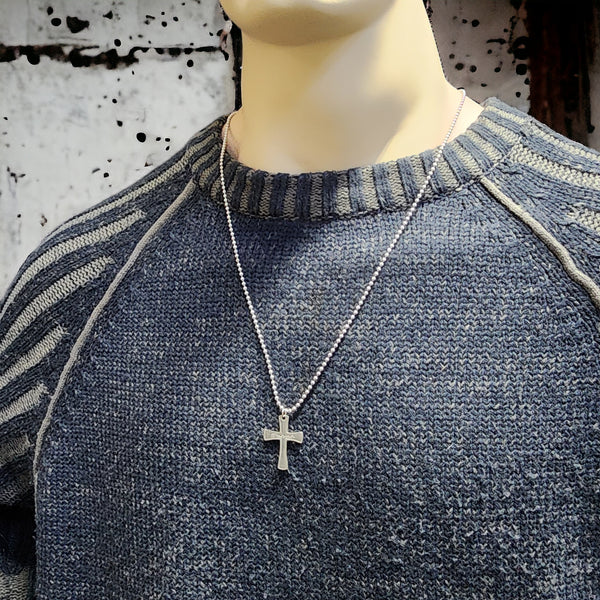 Jesus Cross Antique Silver Metal Finish Ball Chain Necklace
