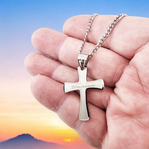 Cross Jesus Stainless Steel Chain Necklace