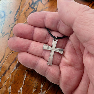 Jesus Cross Antique Silver Metal Finish Black Cord Necklace