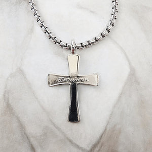 Forgiven Cross Rhodium Metal Finish Heavy Chain Necklace