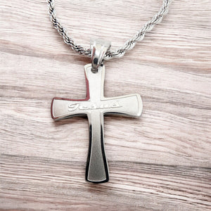 Cross Jesus Stainless Steel Rope Chain Necklace