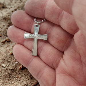 Forgiven Cross Antique Silver Metal Finish Ball Chain Necklace