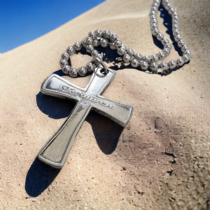 Forgiven Cross Antique Silver Metal Finish Ball Chain Necklace