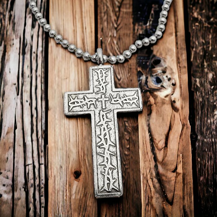 Antiqued Rose Gold & Silver Scalloped Cross Necklace – Wild West Living