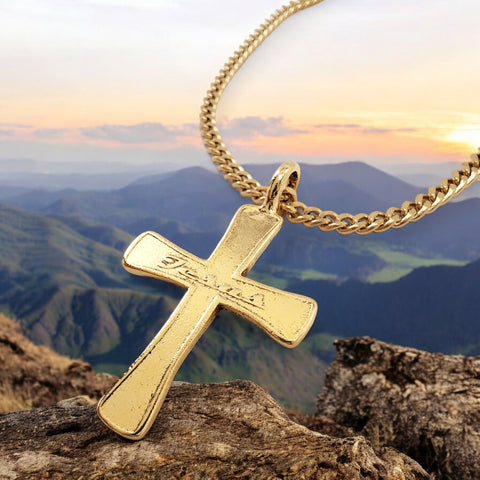 Cross Jesus Gold Metal Finish Chain Necklace
