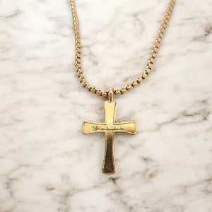 Cross Jesus Gold Metal Finish Necklace Steel Heavy Chain Necklace