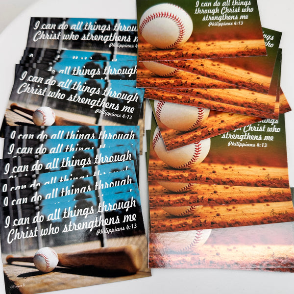 Baseball Softball Phil 413 I Can Do All Things Through Christ Inspirational Pocket Card