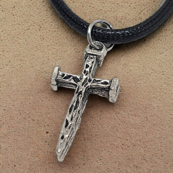 Silver Nail Cross Necklace