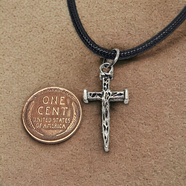 Silver Nail Cross Necklace