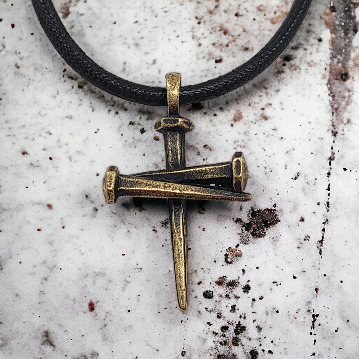 Nail Pendant Necklace Brass