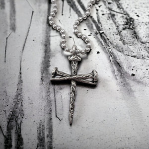 Rustic Nail Cross Necklace on ball chain