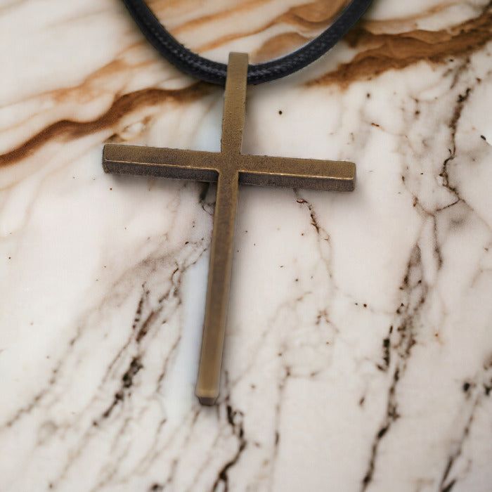 Leather Cross Shield Necklace in Sterling Silver | James Avery