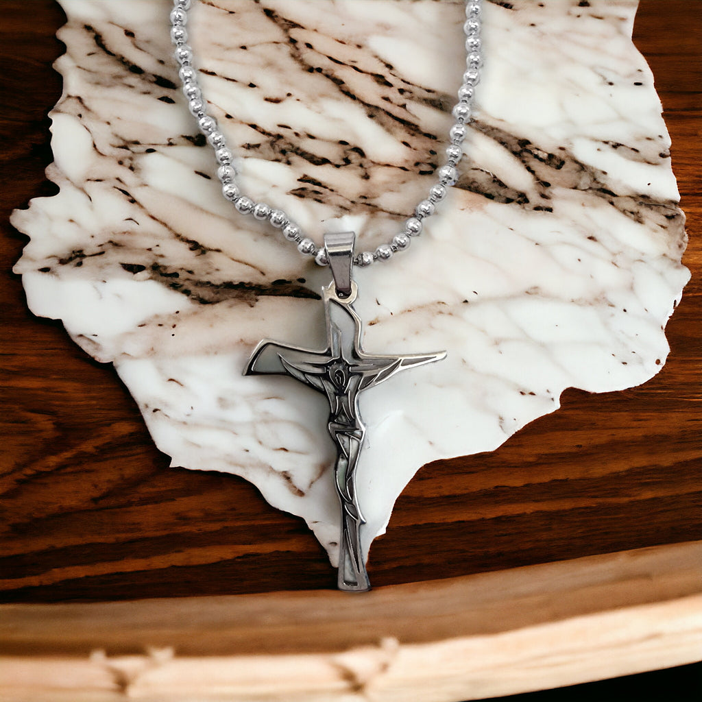 Crucifix Stainless Steel Ball Chain Necklace