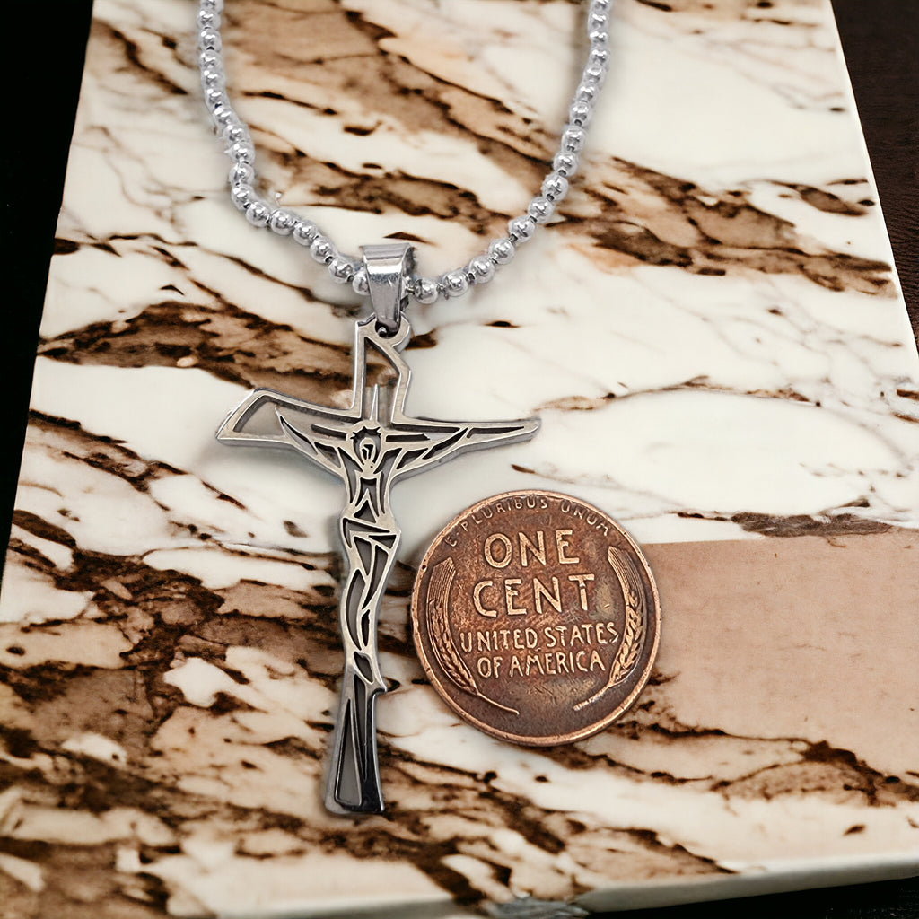 Crucifix Stainless Steel Ball Chain Necklace