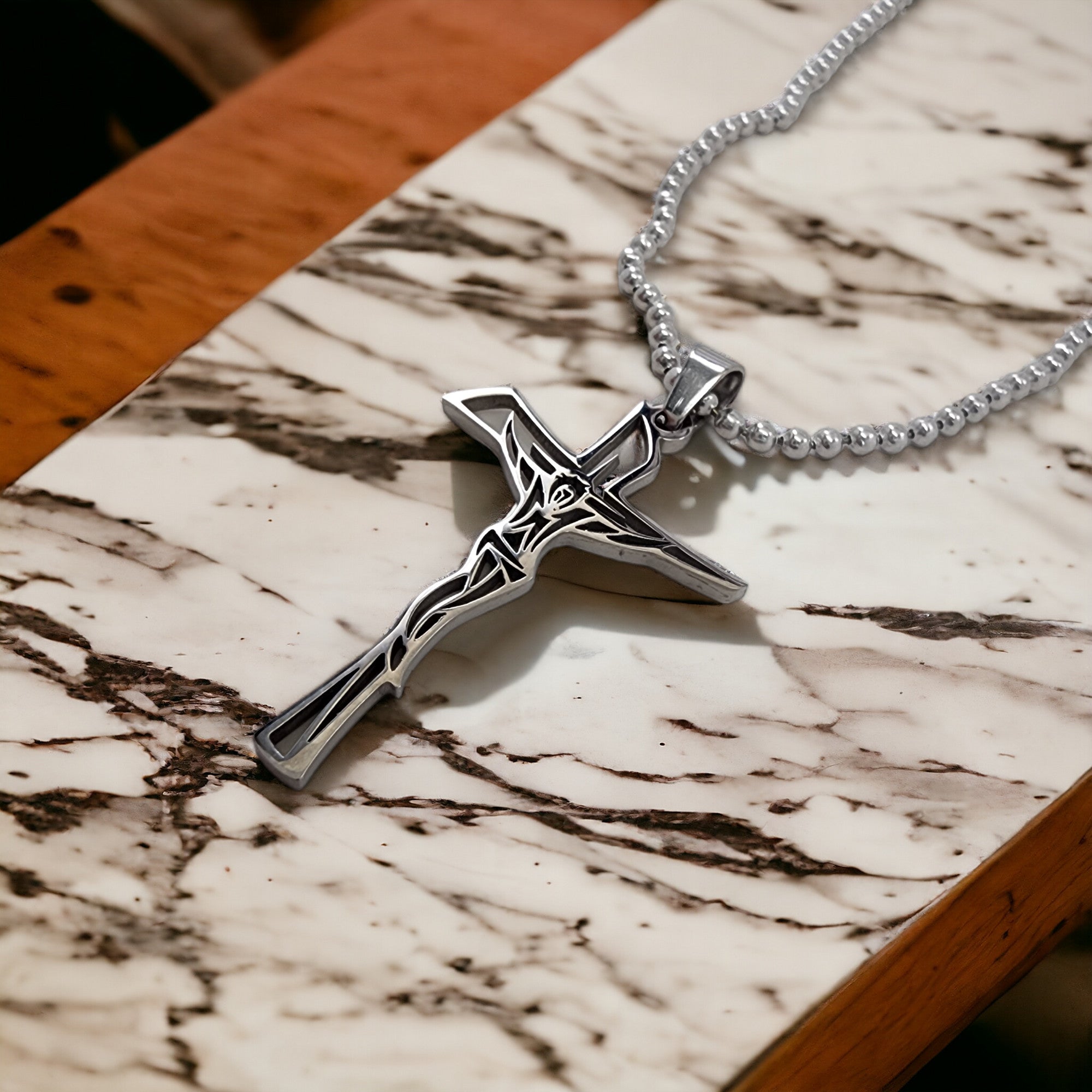 Steel Ball Chain with Cross Pendant Steel Ball Chain with Cross Pendant