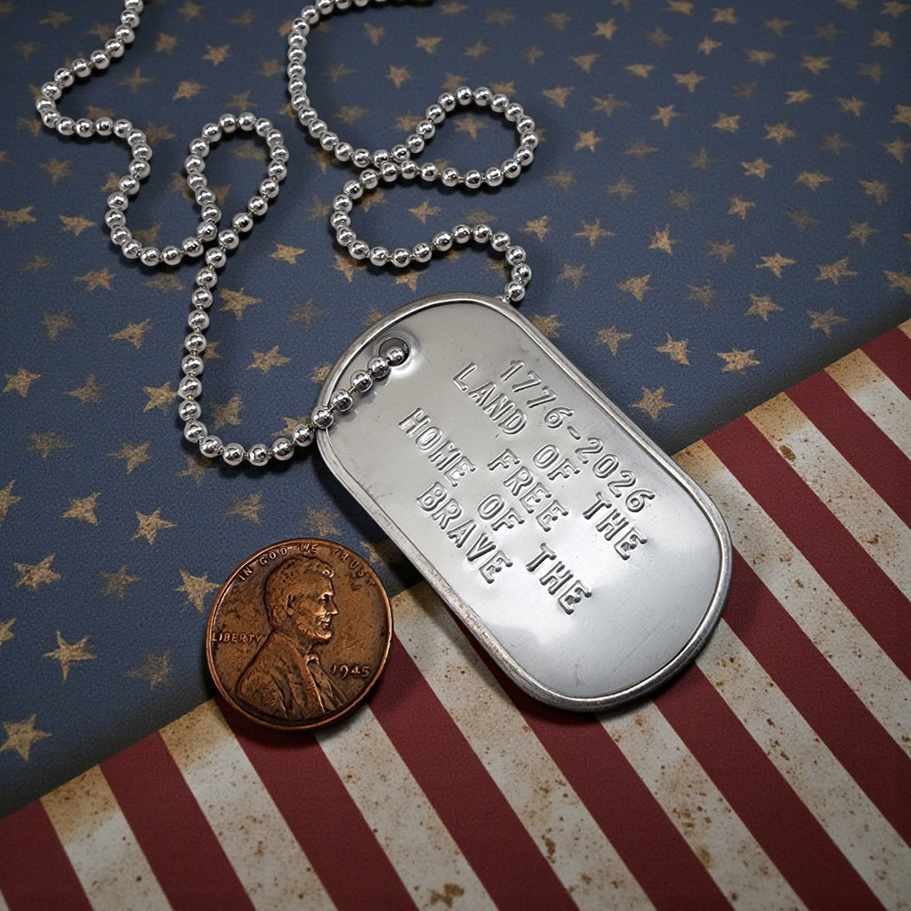 America 250 Dog Tag Necklace Home Free Land Brave