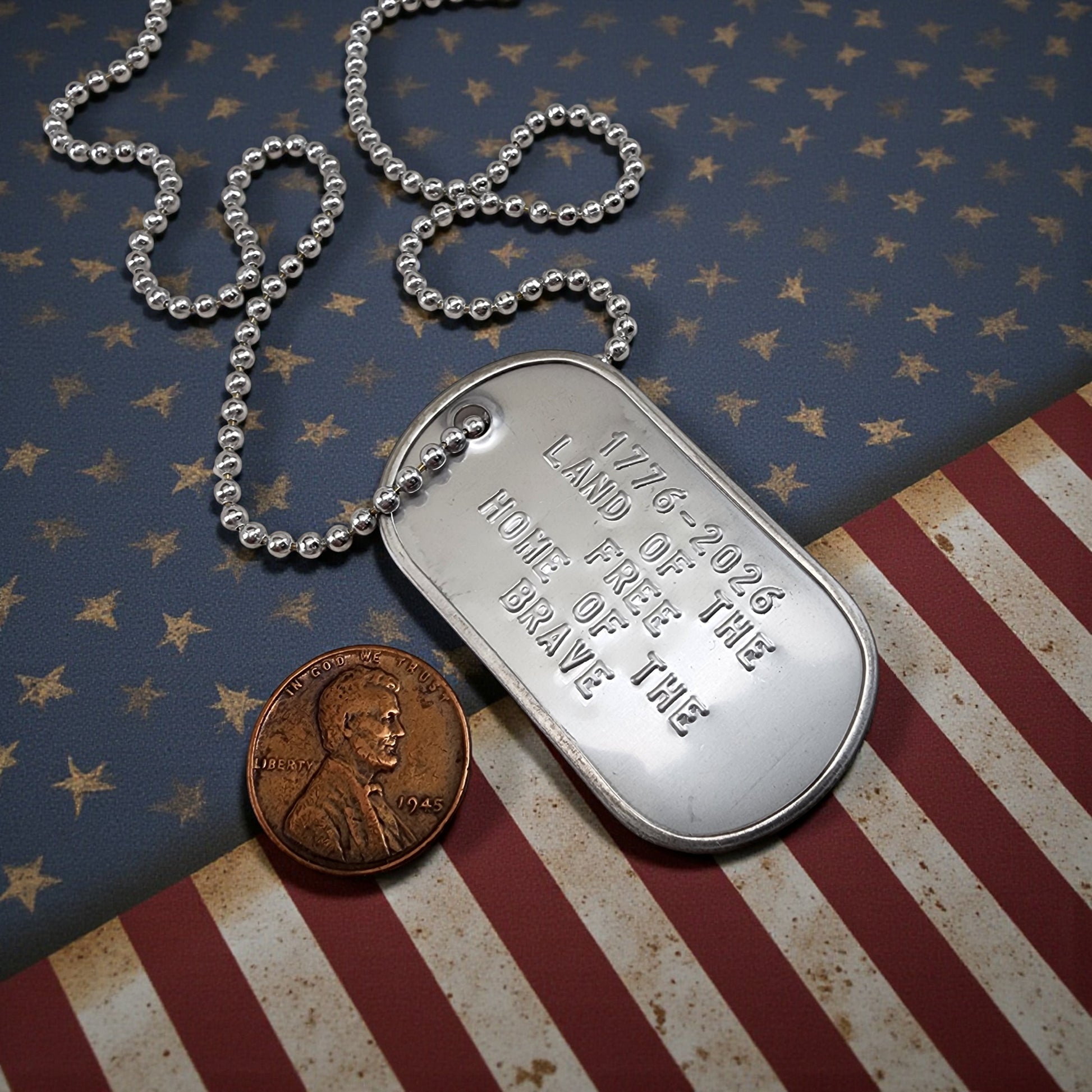 America 250 Dog Tag Necklace Home Free Land Brave