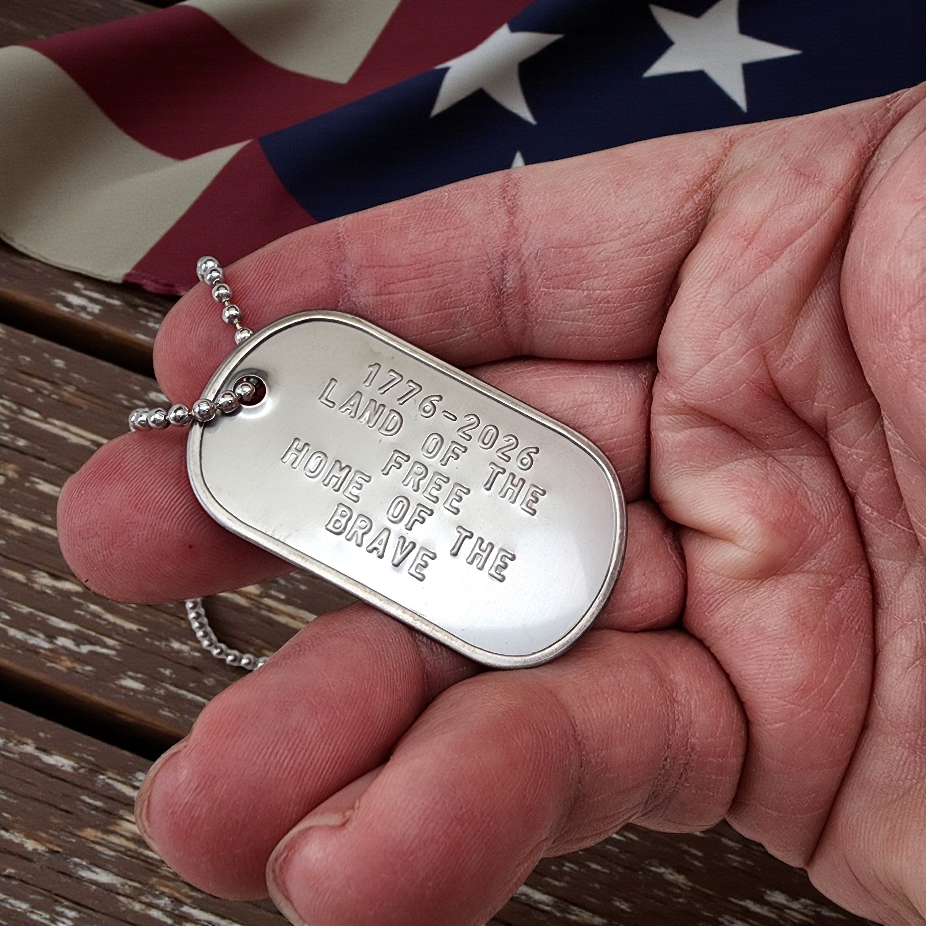 America 250 Dog Tag Necklace Home Free Land Brave – Forgiven Jewelry