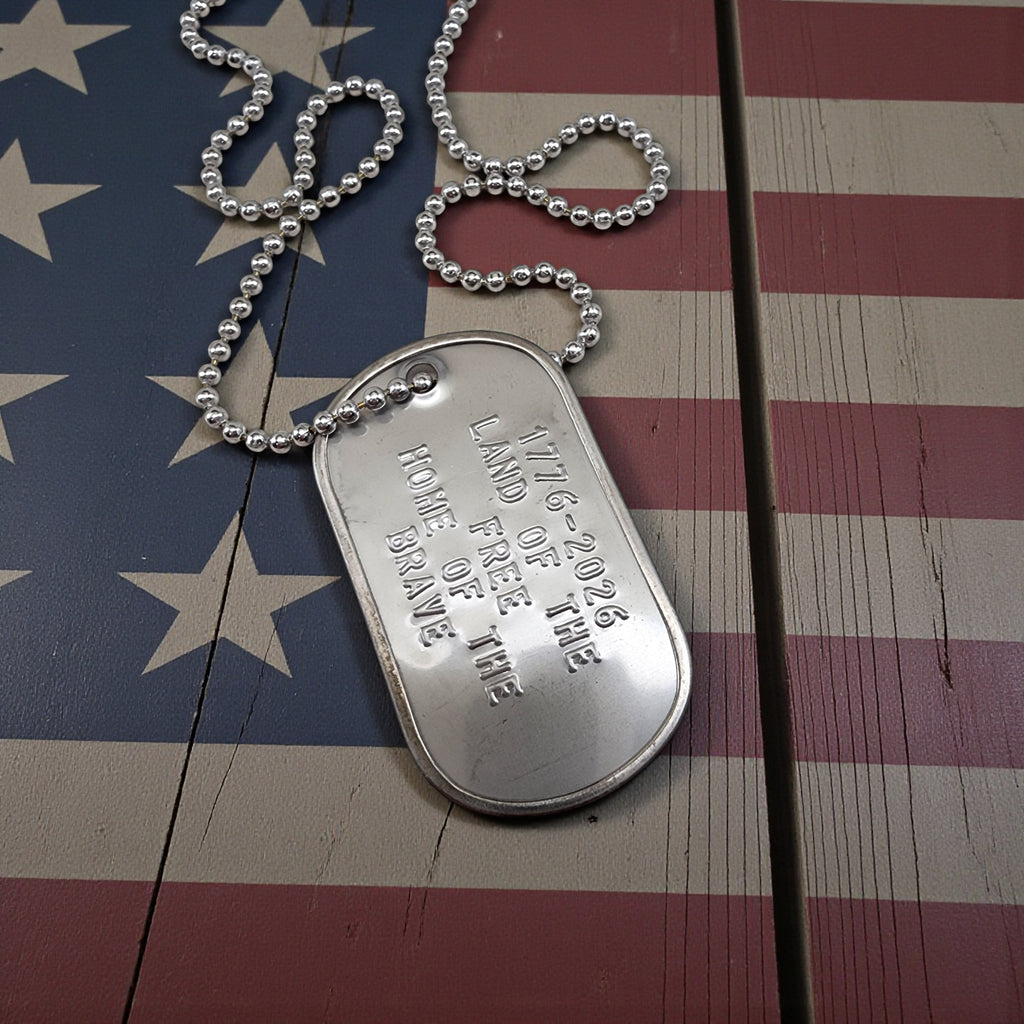 America 250 Dog Tag Necklace Home Free Land Brave