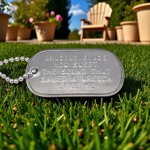 Amazing Grace How Sweet The Sound That Saved A Wretch Like Me Dog Tag Necklace