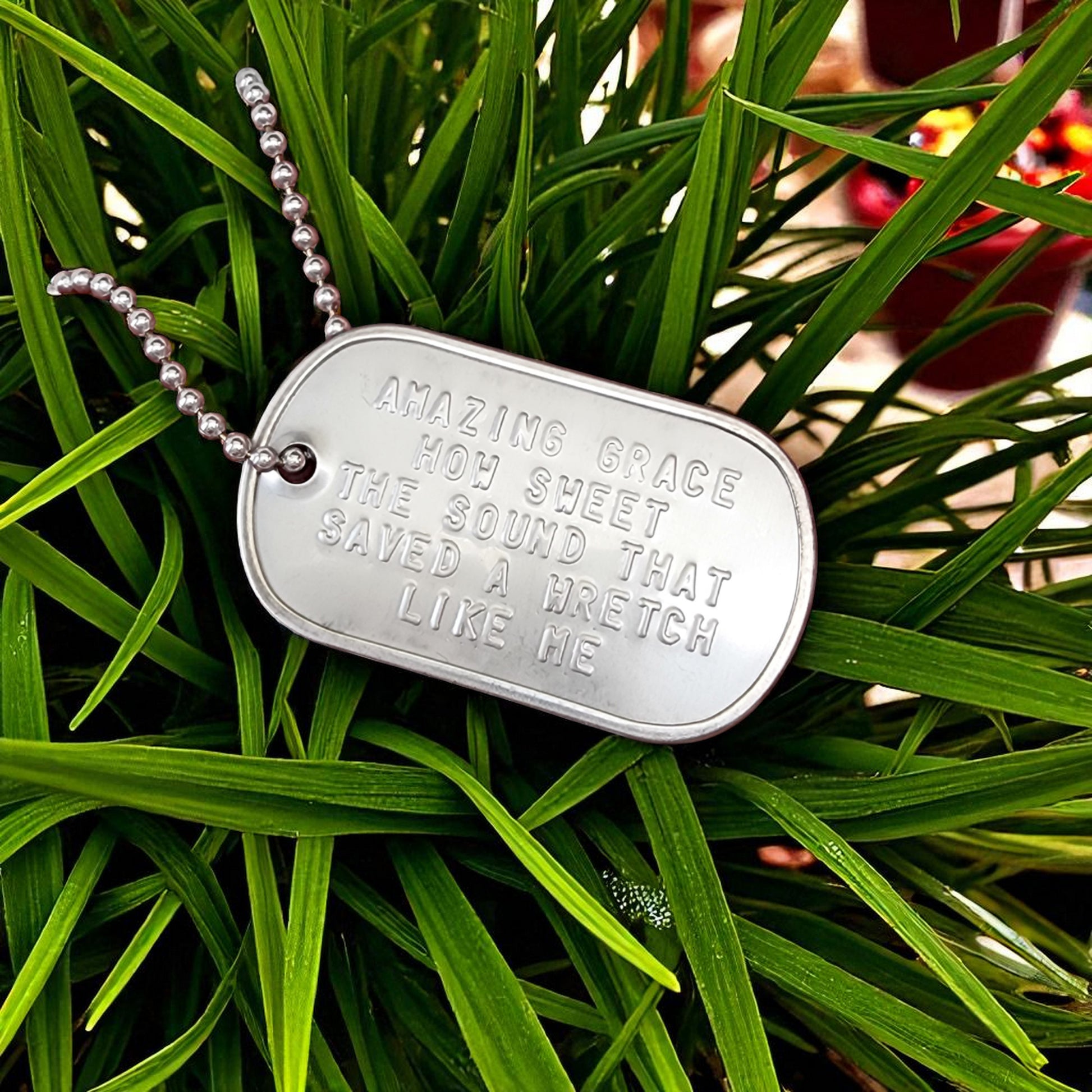 Amazing Grace How Sweet The Sound That Saved A Wretch Like Me Dog Tag Necklace