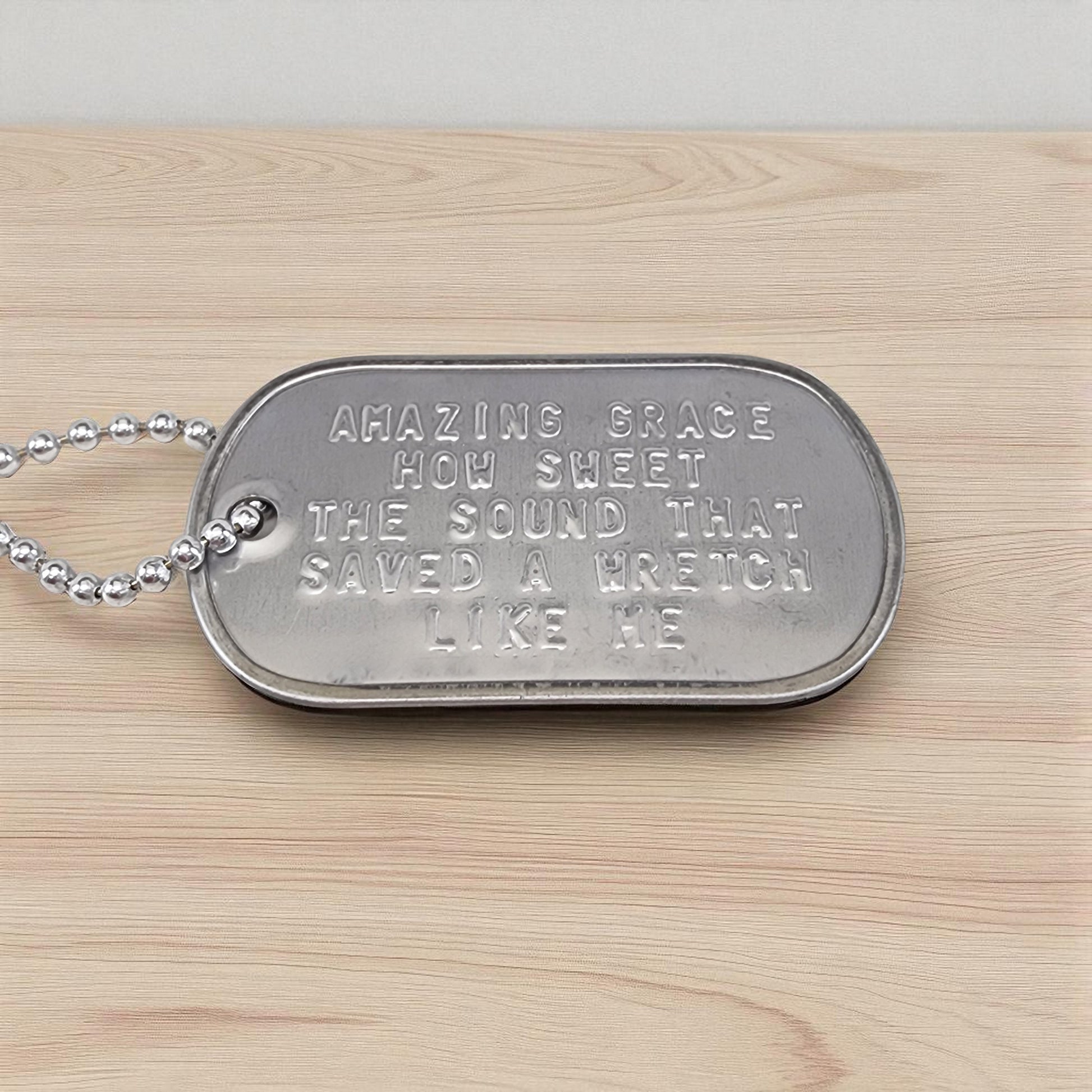 Amazing Grace How Sweet The Sound That Saved A Wretch Like Me Dog Tag Necklace