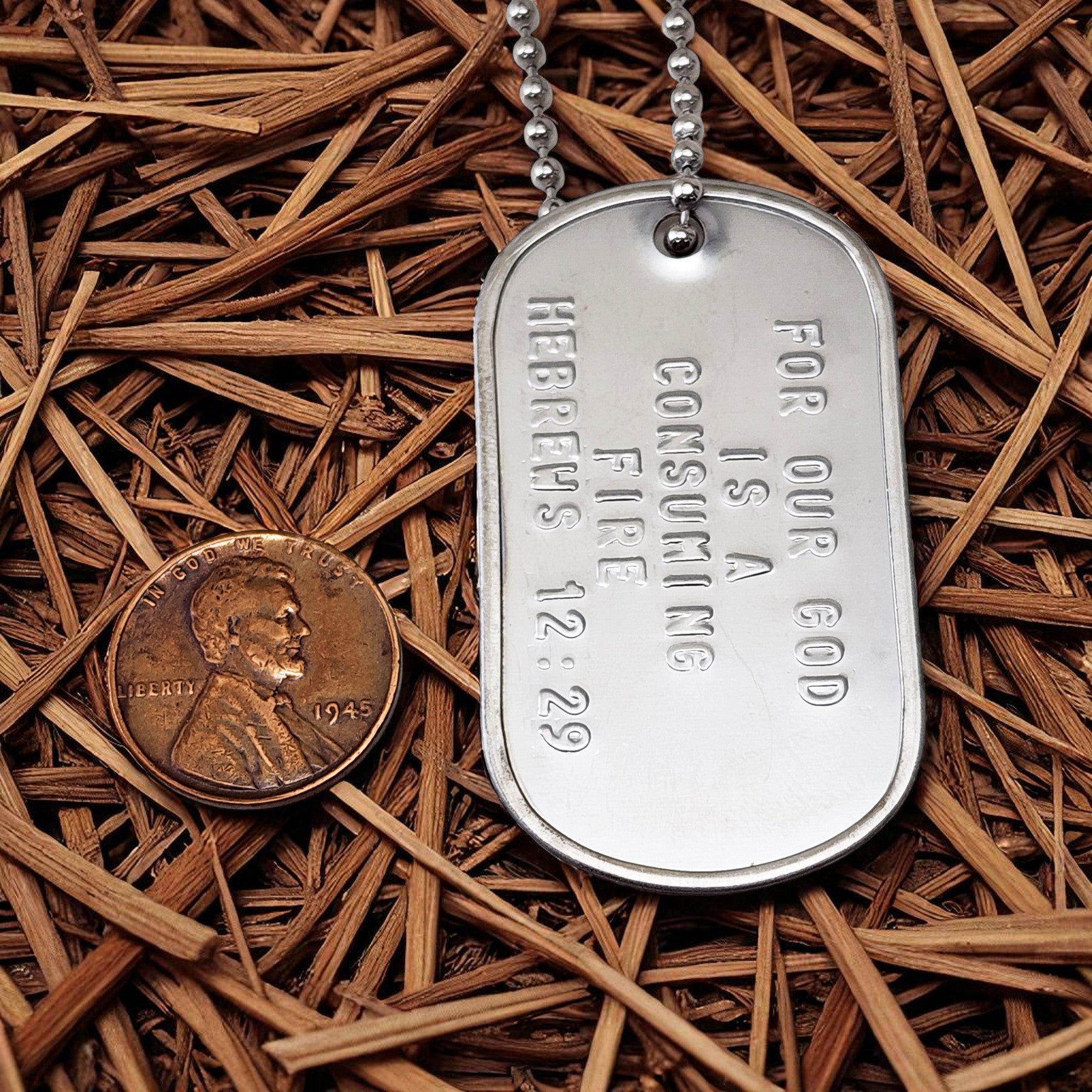 Our God Is A Consuming Fire Hebrews12:29 Dog Tag Necklace