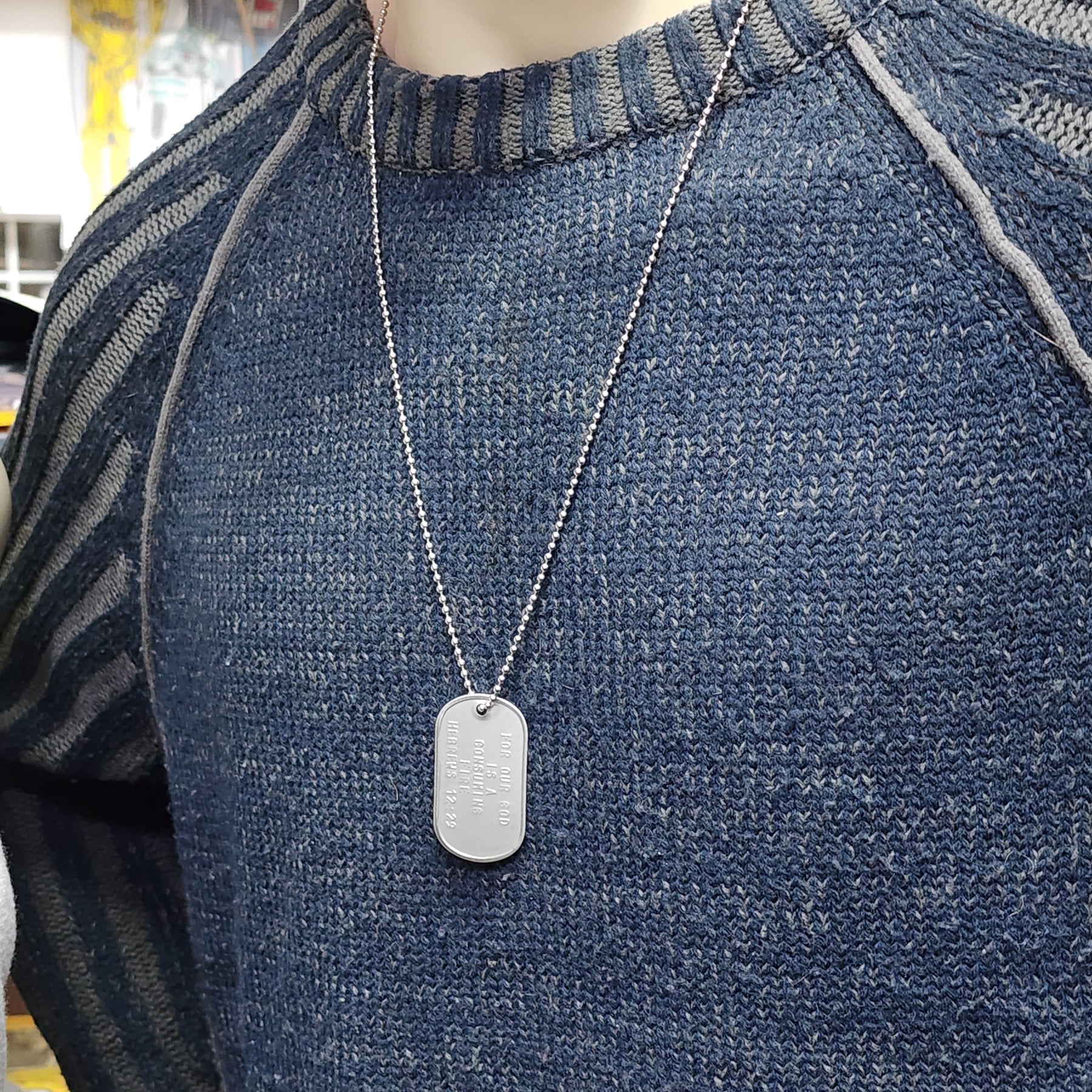 Our God Is A Consuming Fire Hebrews12:29 Dog Tag Necklace