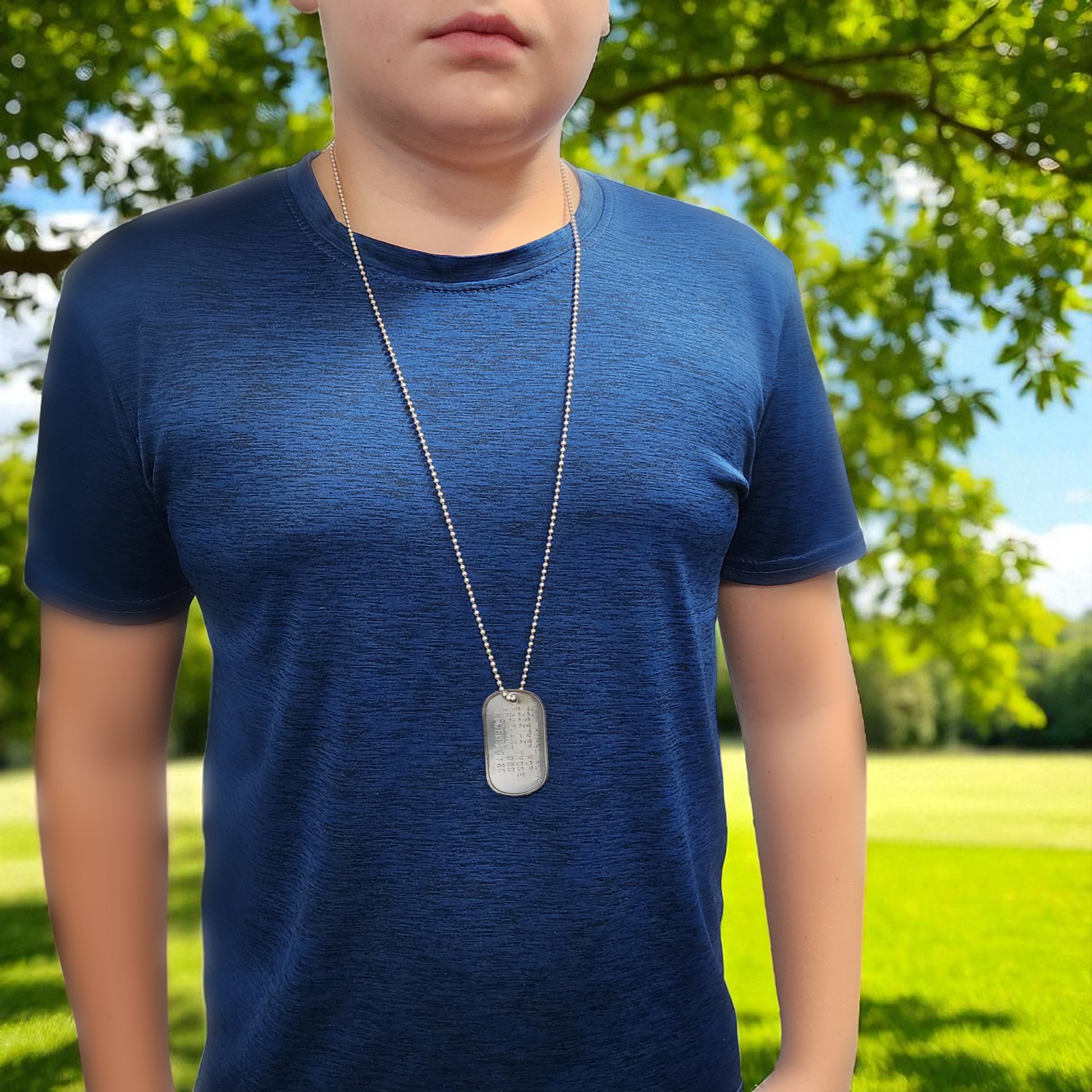All Things Work Together For Good To Those Who Love God  Romans 8:28 Dog Tag Necklace