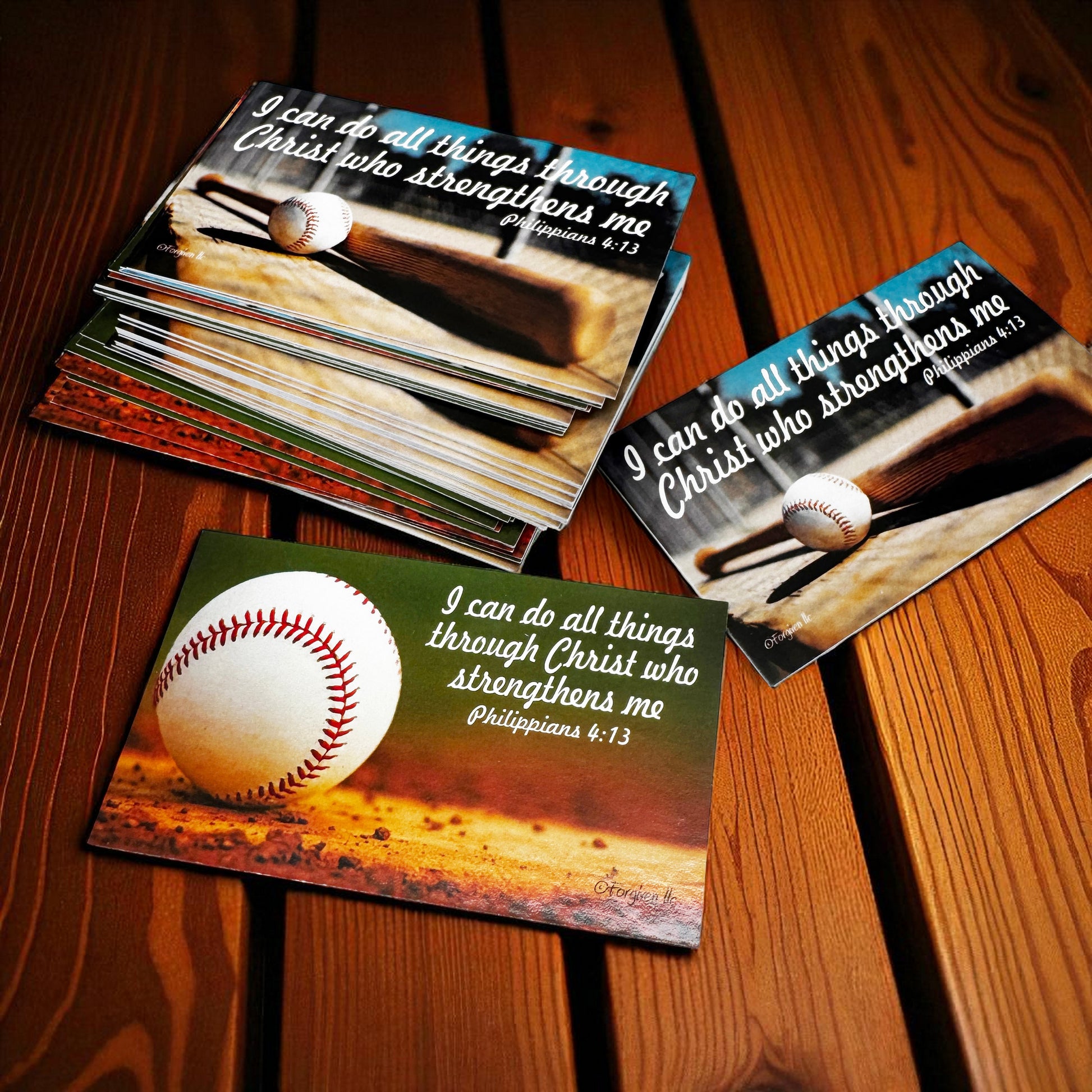 Baseball Softball Phil 413 I Can Do All Things Through Christ Inspirational Pocket Card