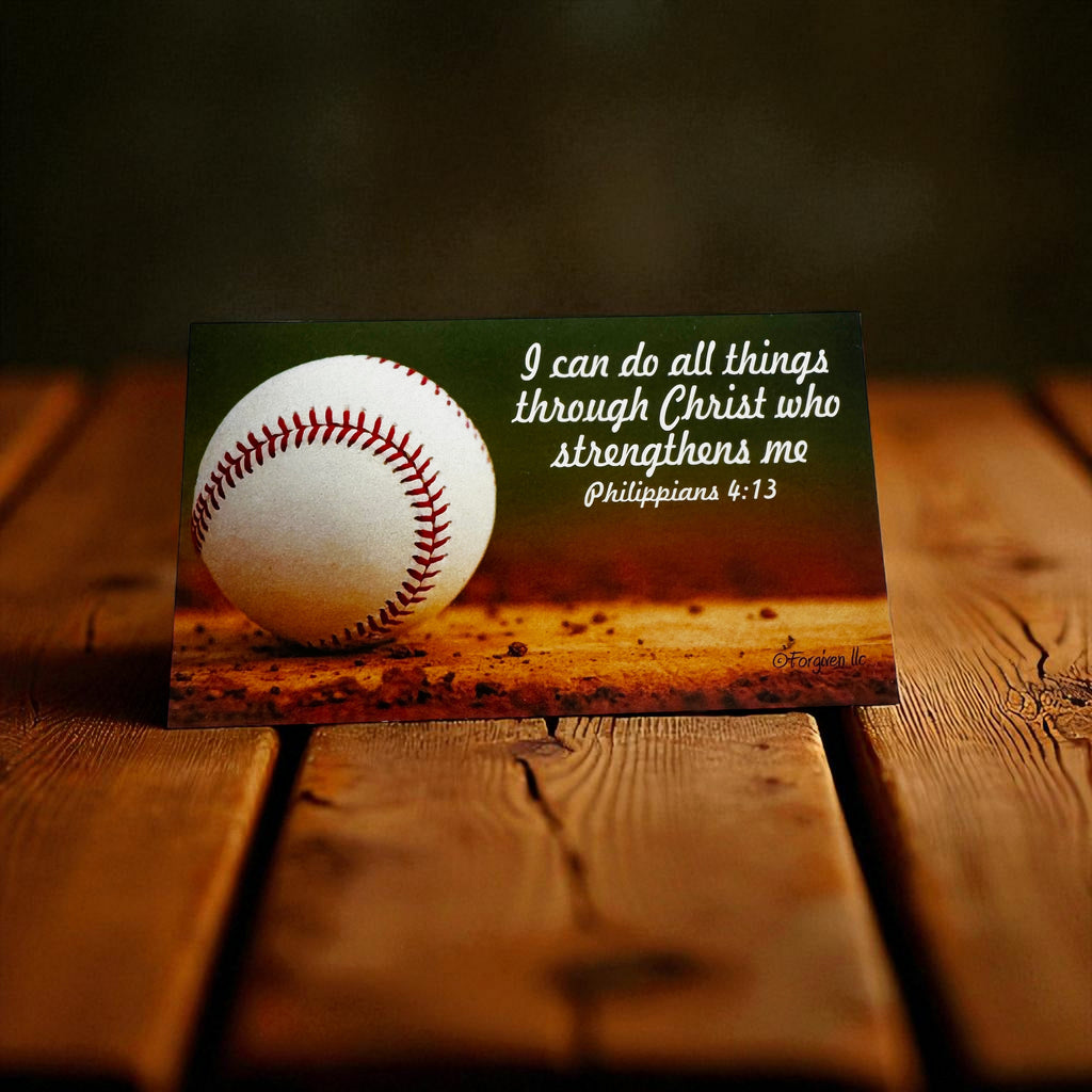 Baseball Softball Phil 413 I Can Do All Things Through Christ Inspirational Pocket Card