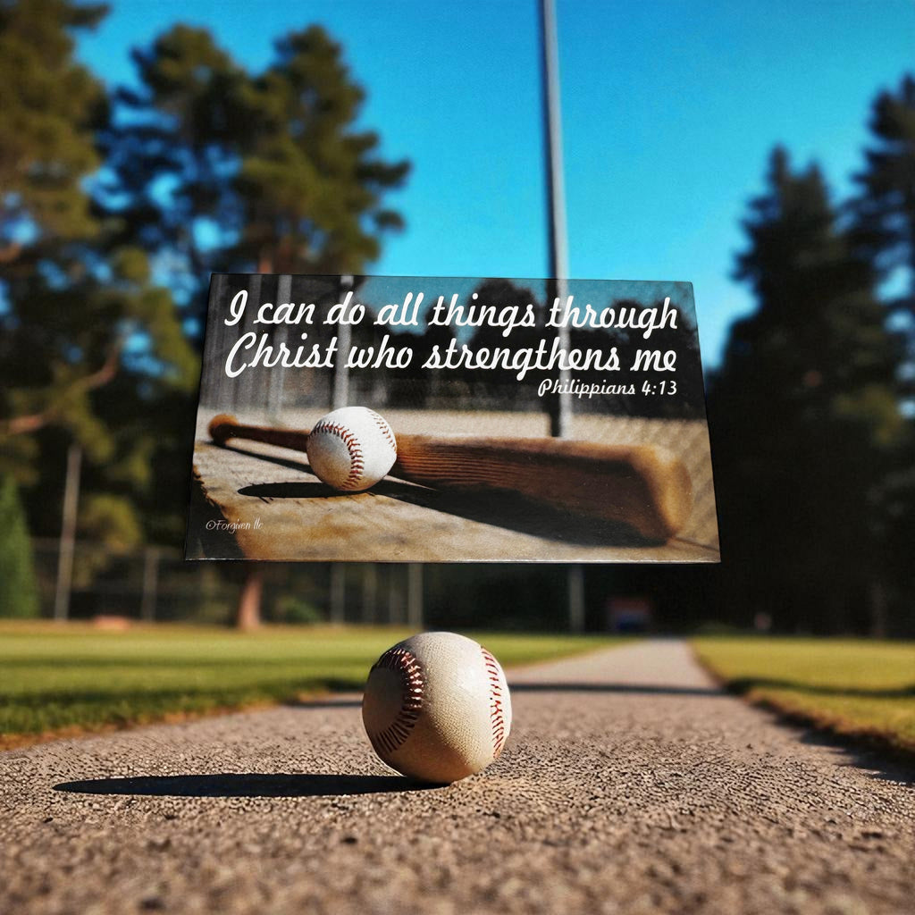 Baseball Softball Phil 413 I Can Do All Things Through Christ Inspirational Pocket Card