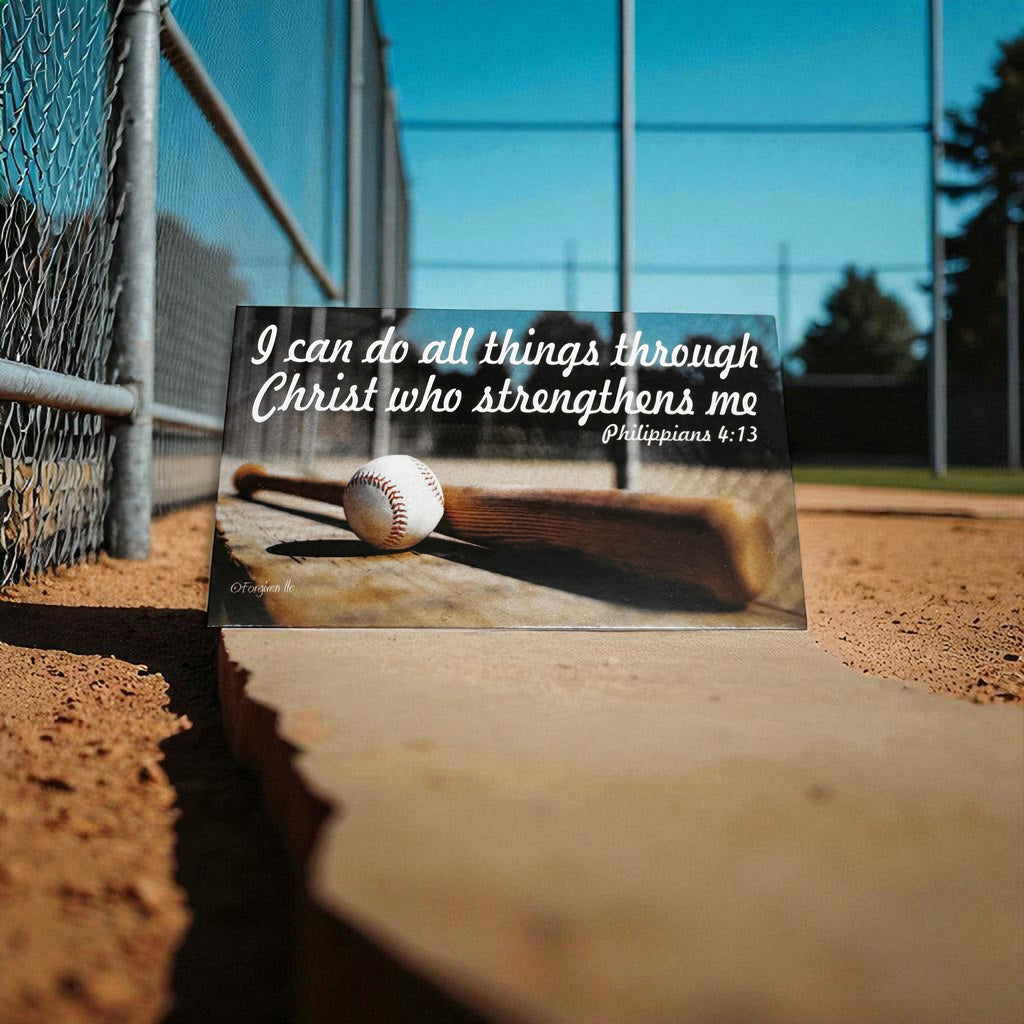 Baseball Softball Phil 413 I Can Do All Things Through Christ Inspirational Pocket Card