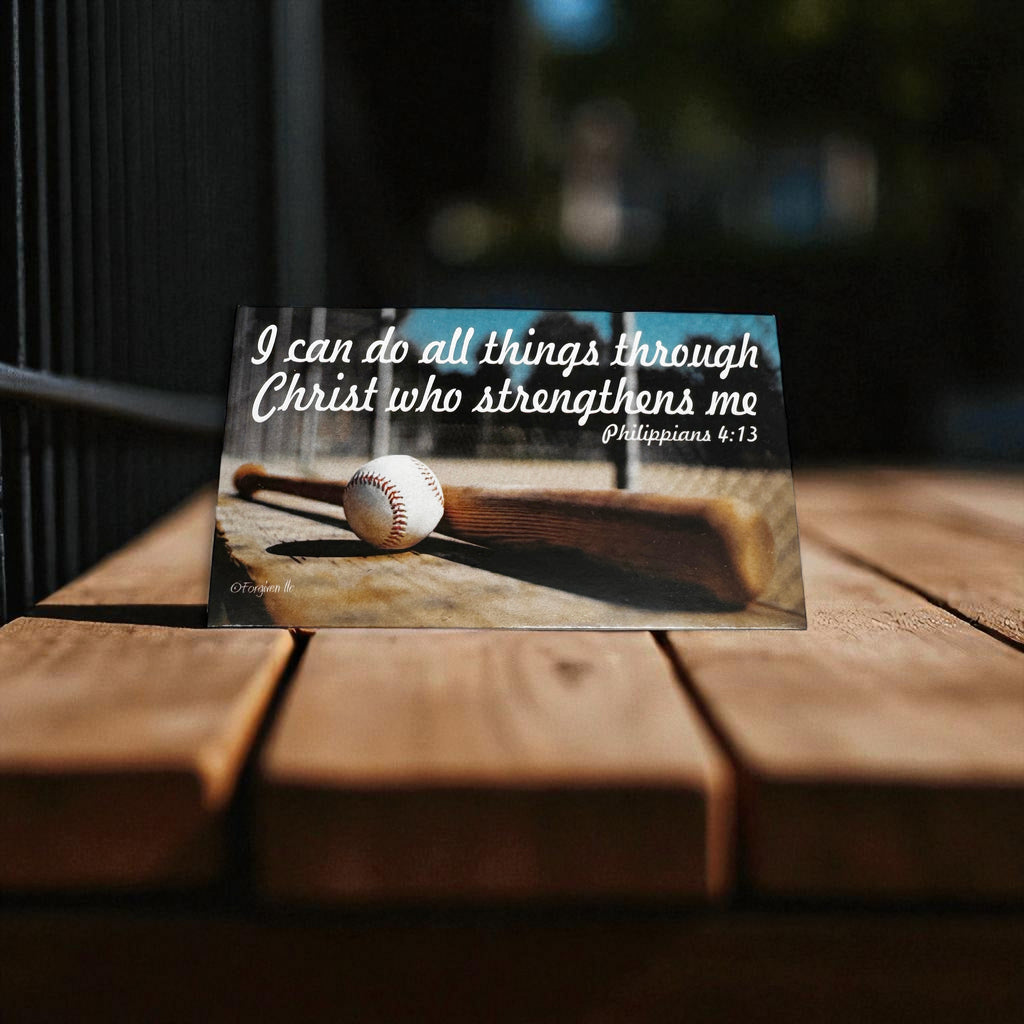 Baseball Softball Phil 413 I Can Do All Things Through Christ Inspirational Pocket Card