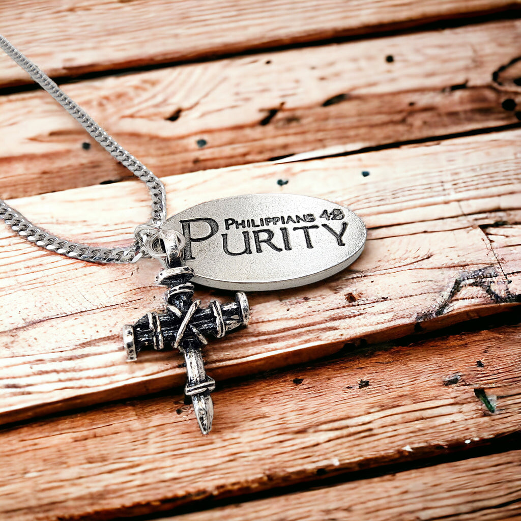 Penny Nail Cross With Purity Tag Necklace – Forgiven Jewelry