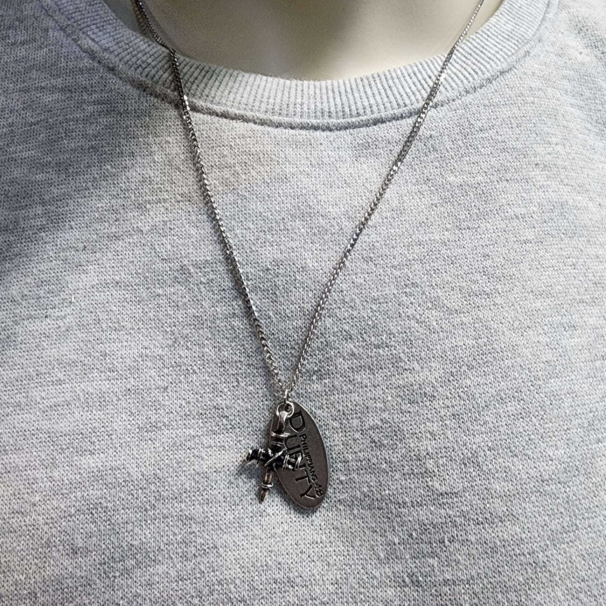 Penny Nail Cross With Purity Tag Necklace