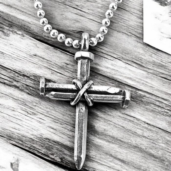 Nail Cross Necklace on ball chain