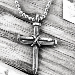 Nail Cross Necklace on ball chain