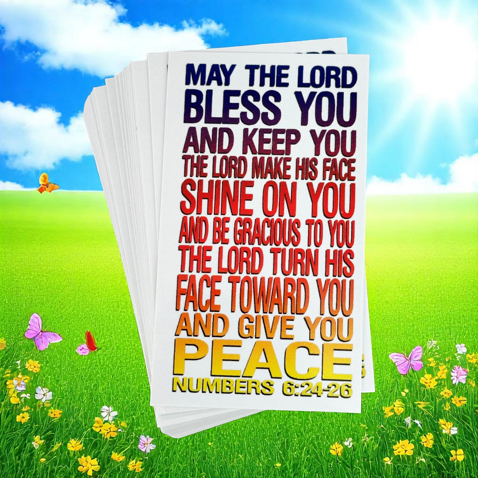 Numbers 6:24 May The Lord Bless You - Matt 6:10 Lords Prayer Inspirational Pocket Card