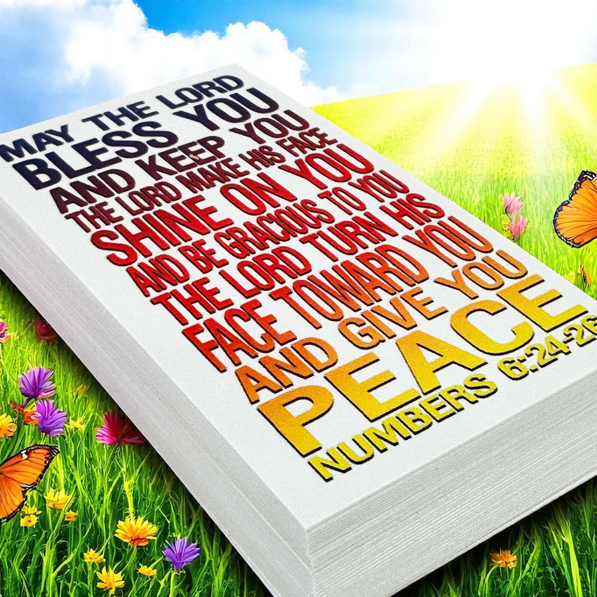 Numbers 6:24 May The Lord Bless You - Matt 6:10 Lords Prayer Inspirational Pocket Card