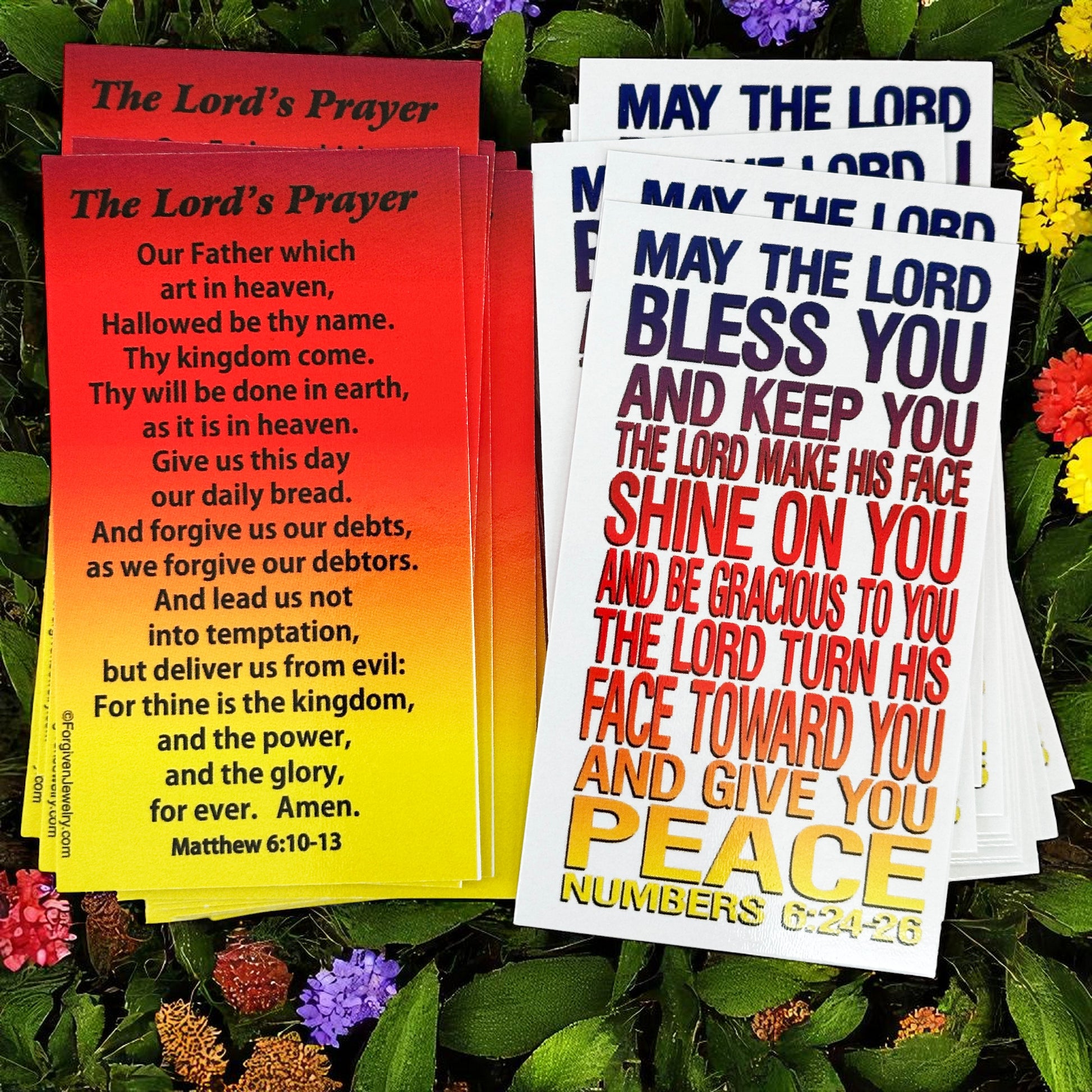 Numbers 6:24 May The Lord Bless You - Matt 6:10 Lords Prayer Inspirational Pocket Card